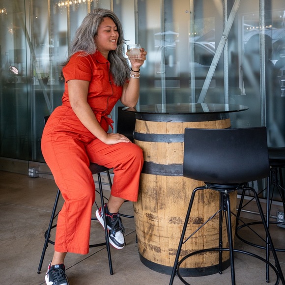 PACT red jumpsuit medium euc - Picture 2 of 4